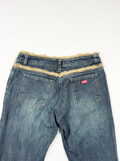 Miss Sixty Fur Trim Flared Jeans ♡ 27”