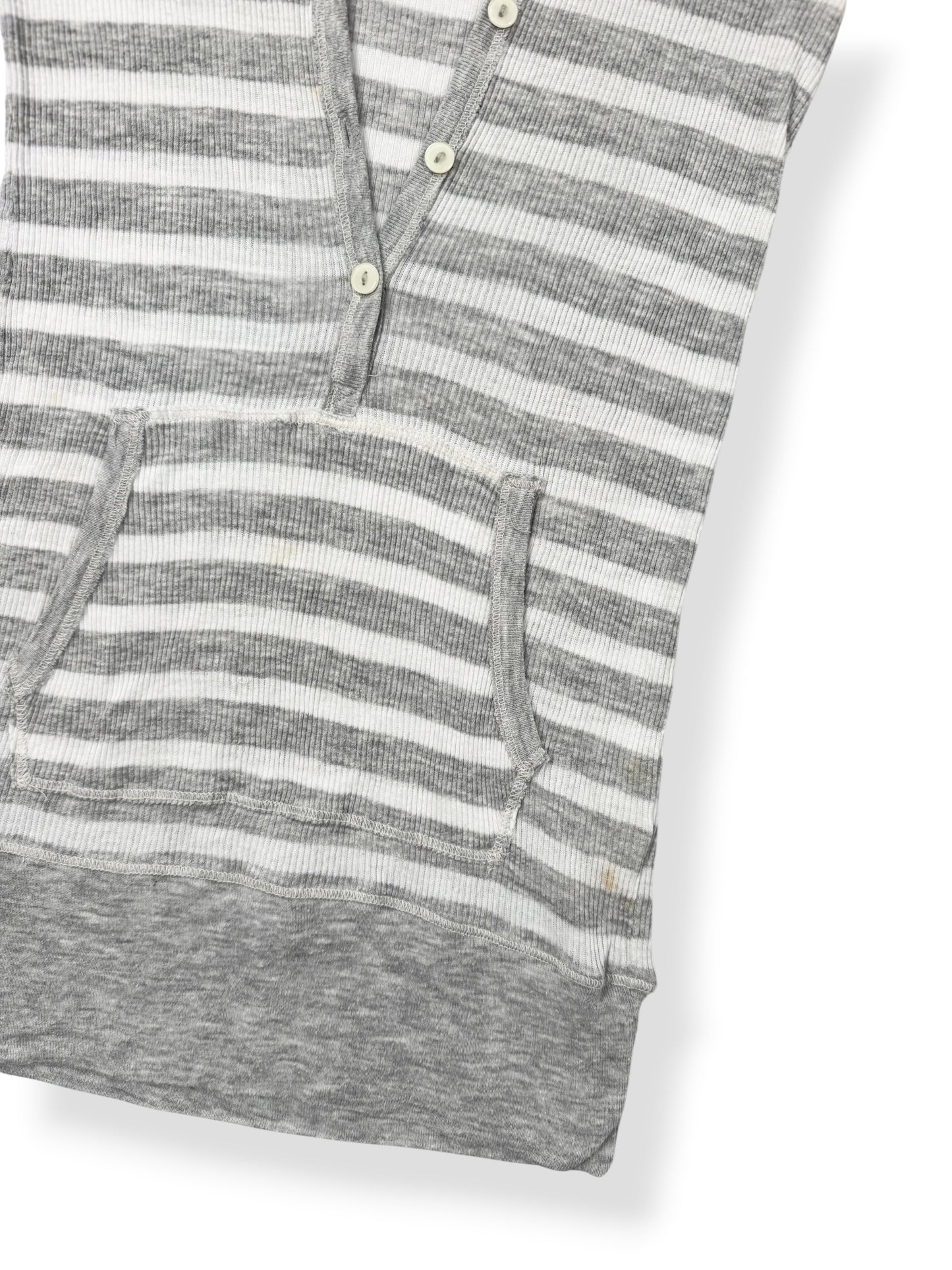 Hollister Grey Striped Hooded 3/4 Sleeve Top ♡ S
