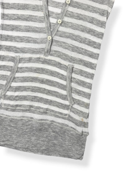 Hollister Grey Striped Hooded 3/4 Sleeve Top ♡ S