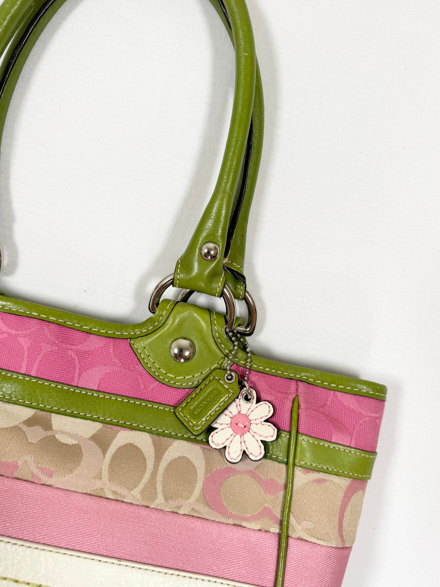 Coach Bleecker Spring Daisy Pink & Green Bag ♡