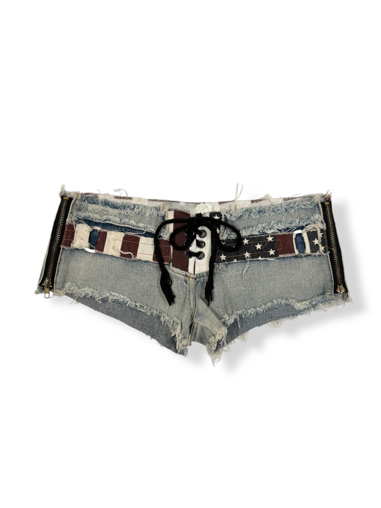 Flag Lace Up Micro Shorts ♡ S