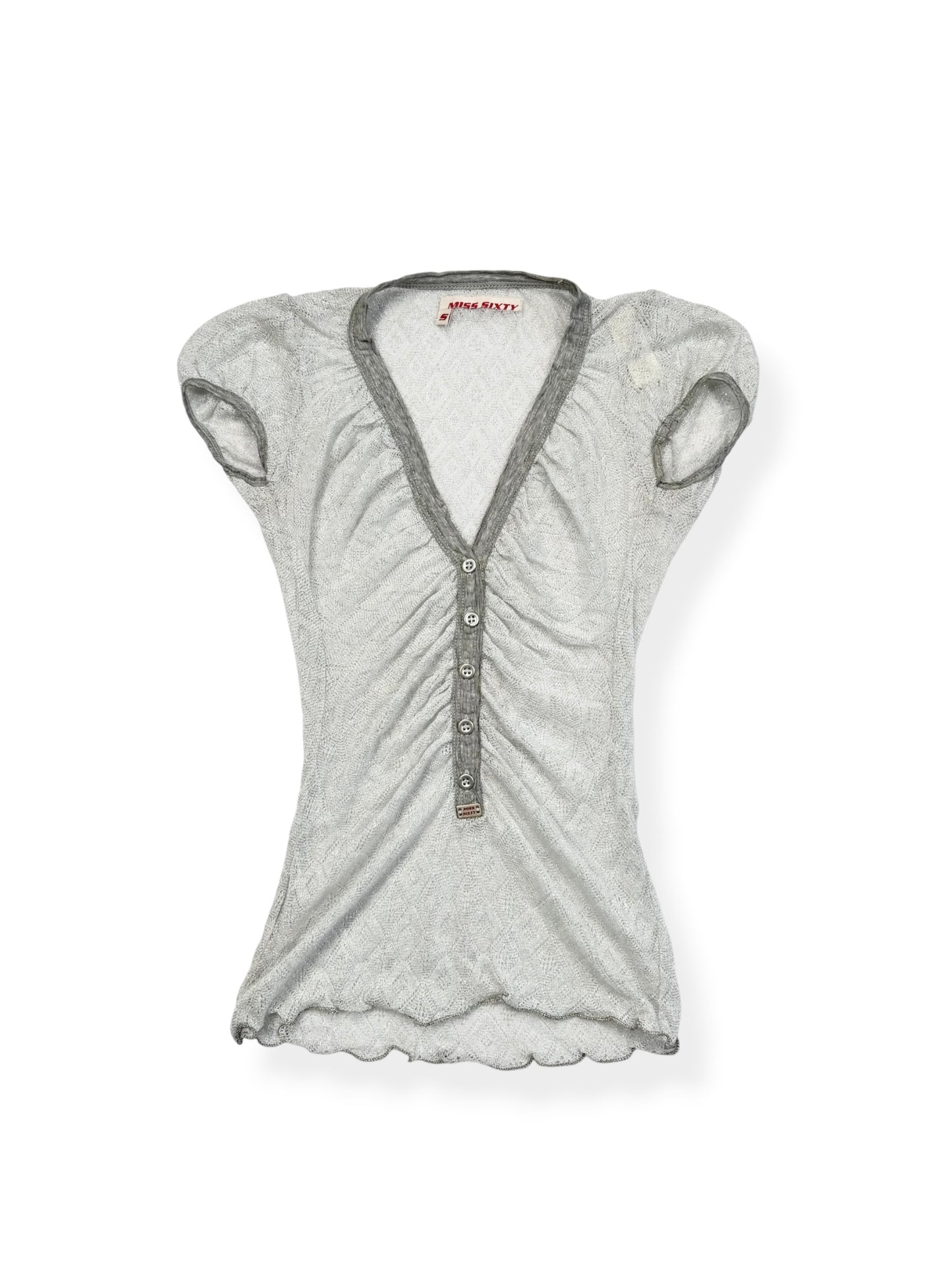Miss Sixty Silver Glittery Tee ♡ S
