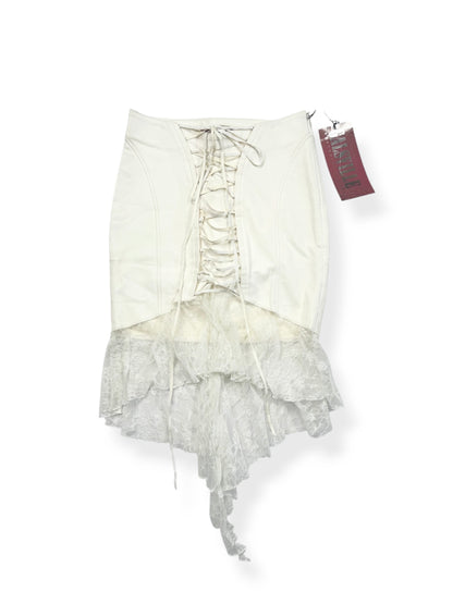 Galsville White Faux Leather Corset Midi Skirt ♡ XS