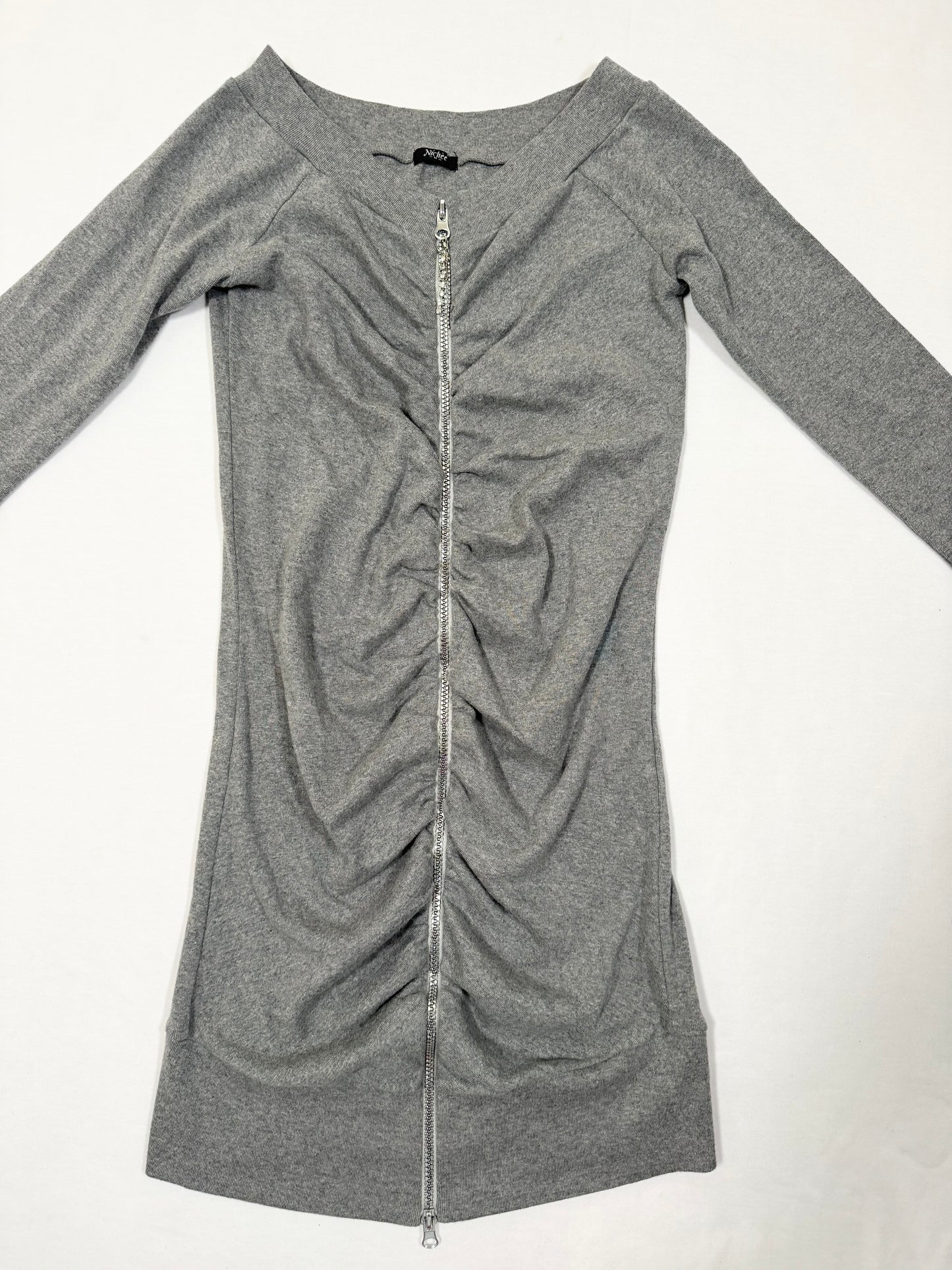 Zipper Long Sleeved Mini Dress