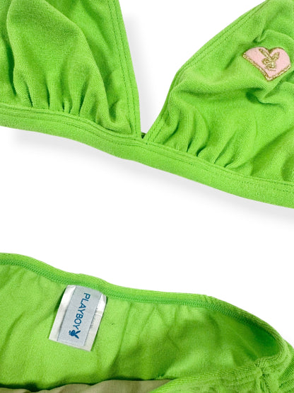 Pink & Green Playboy Towelling Bikini  ♡ XS