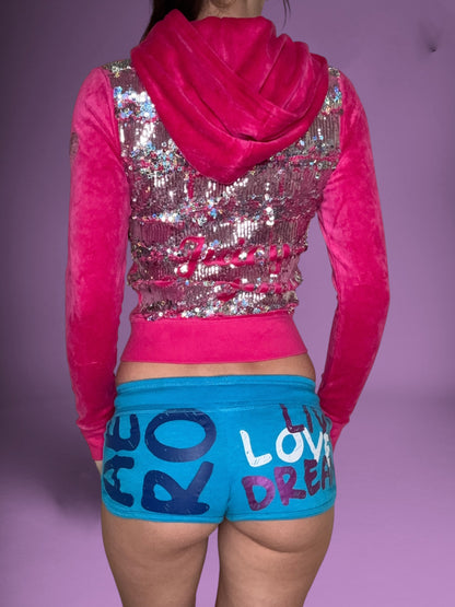 Pink Sequin Juicy Couture Zip Up Hoodie ♡ XS