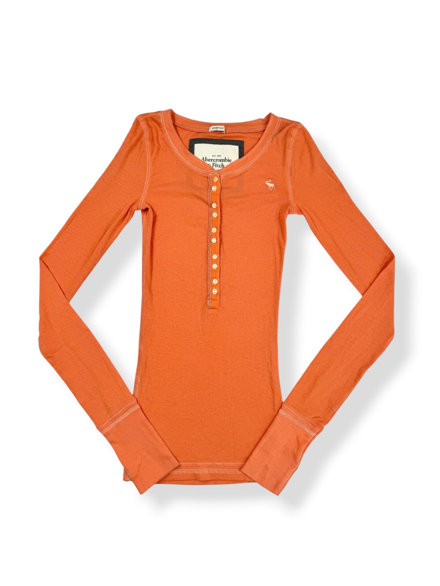 Abercrombie & Fitch Orange Henley Long Sleeved Top ♡ XS