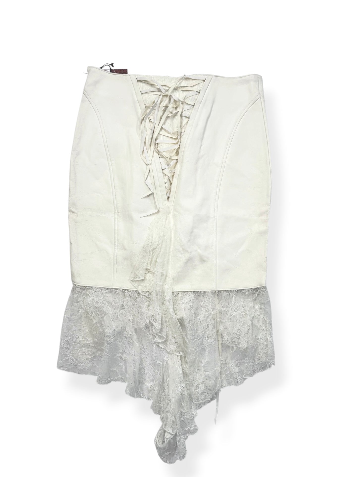 Galsville White Faux Leather Corset Midi Skirt ♡ XS