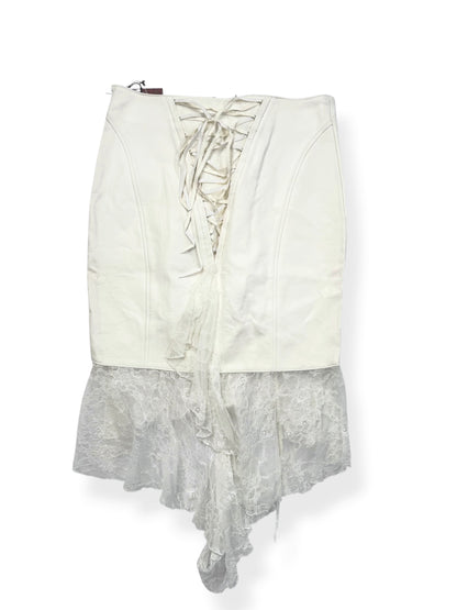Galsville White Faux Leather Corset Midi Skirt ♡ XS