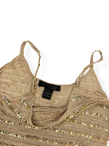 Express Gold Crochet Sequin Cami ♡ M