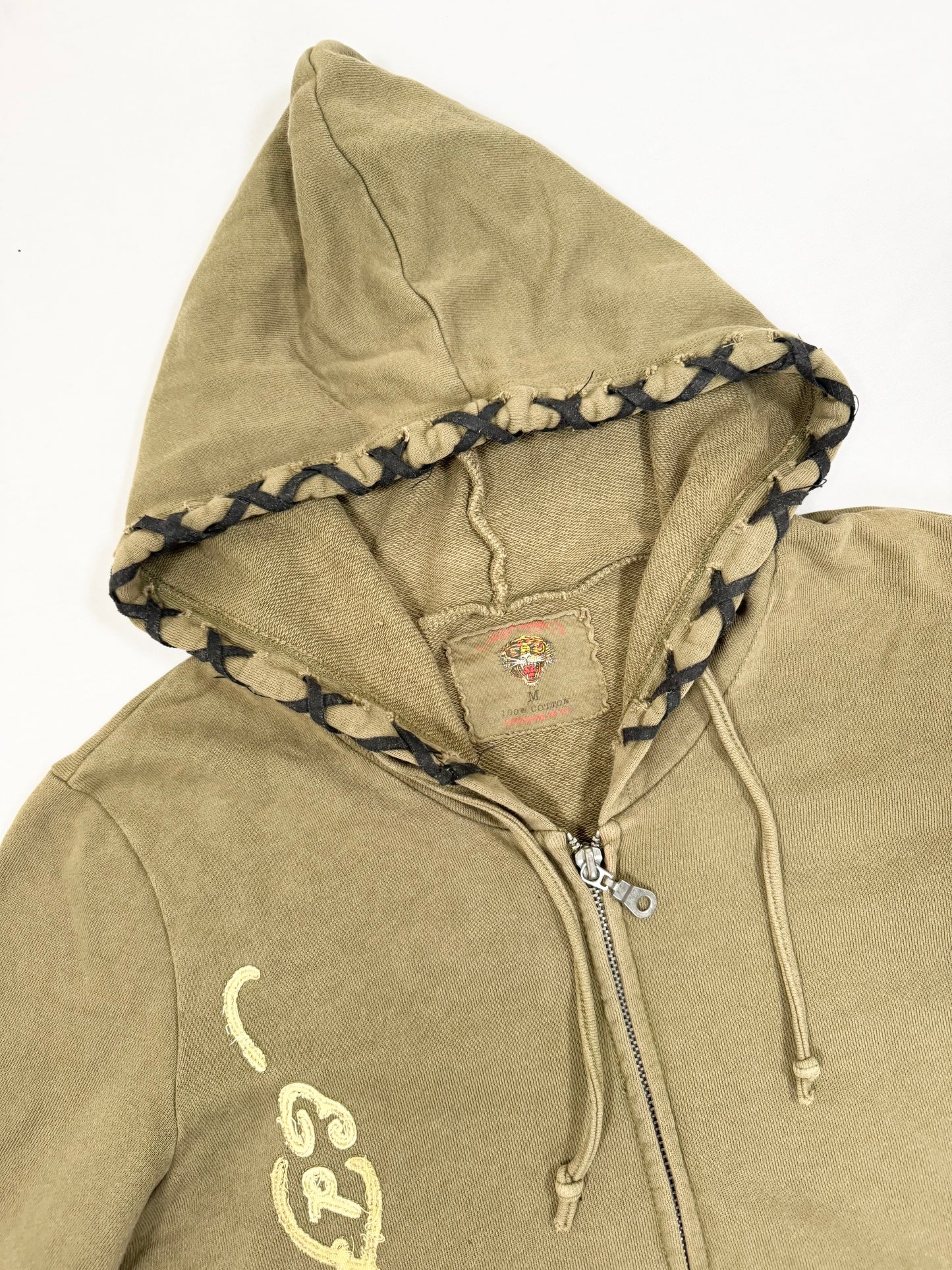 Green Ed Hardy Suede Lace Trim Hoodie  ☆