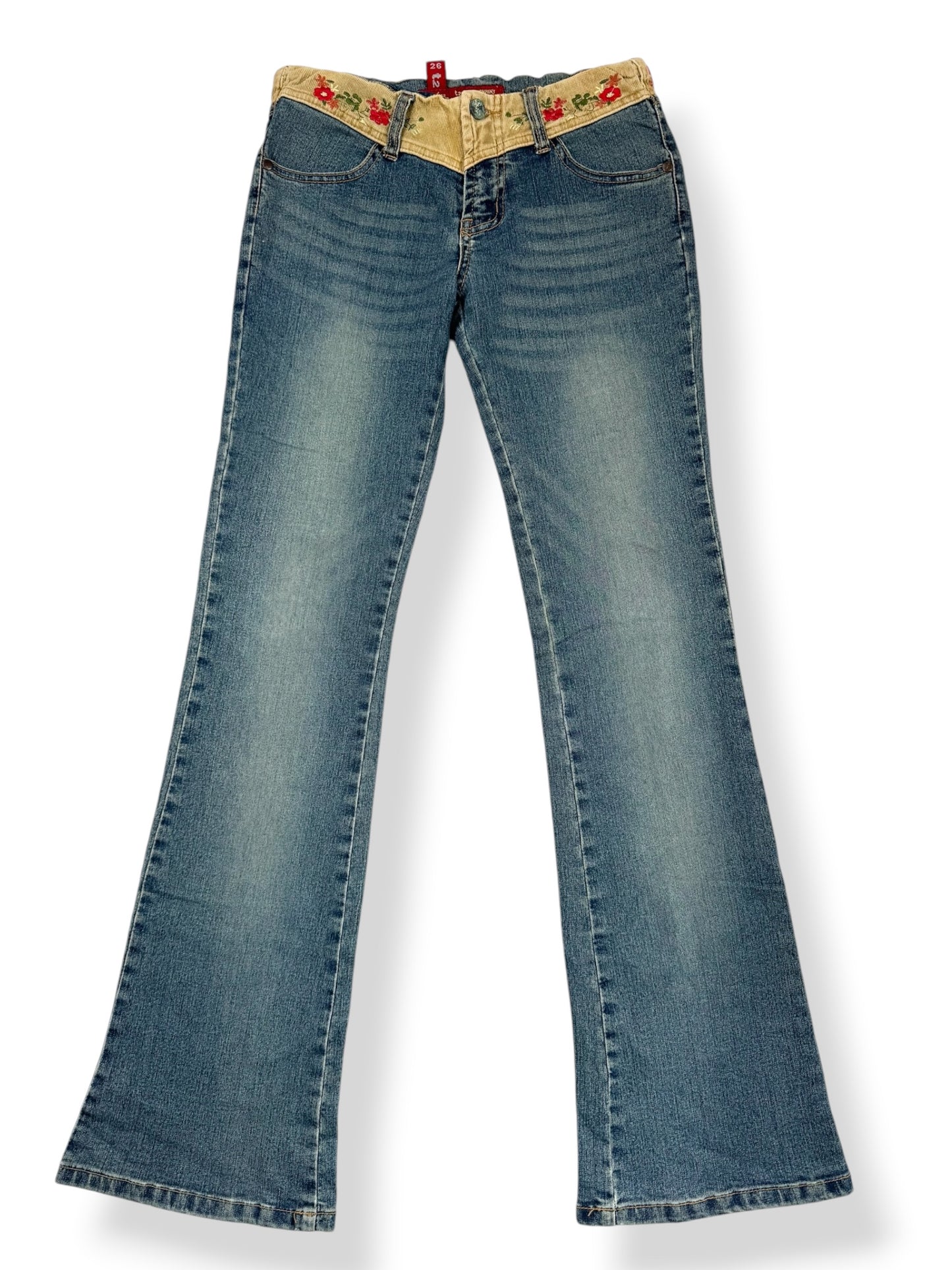 Embroidered Waistband Flared Jeans ♡ XS