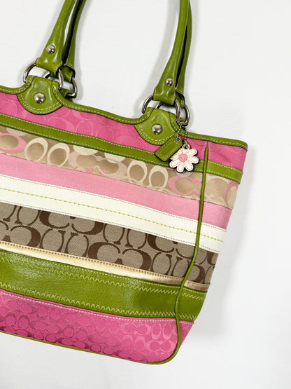 Coach Bleecker Spring Daisy Pink & Green Bag ♡