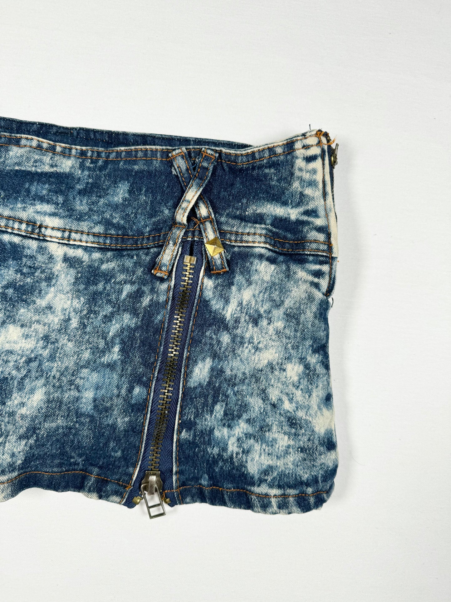 Acid Wash Denim Micro Skirt