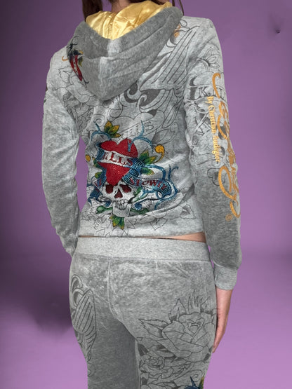 Grey Velour Ed Hardy Tracksuit ♡ S