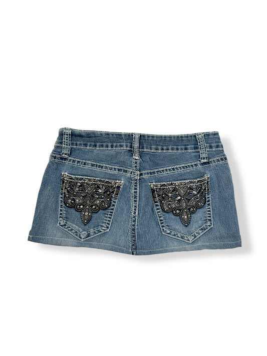 Diamanté Embroidered Pocket Mini Skirt ♡ S