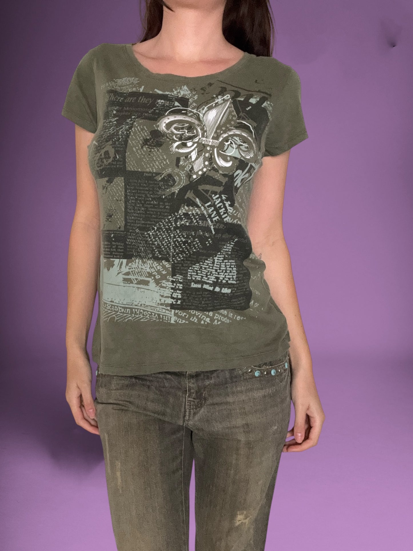Khaki Grunge Tee ♡ XL