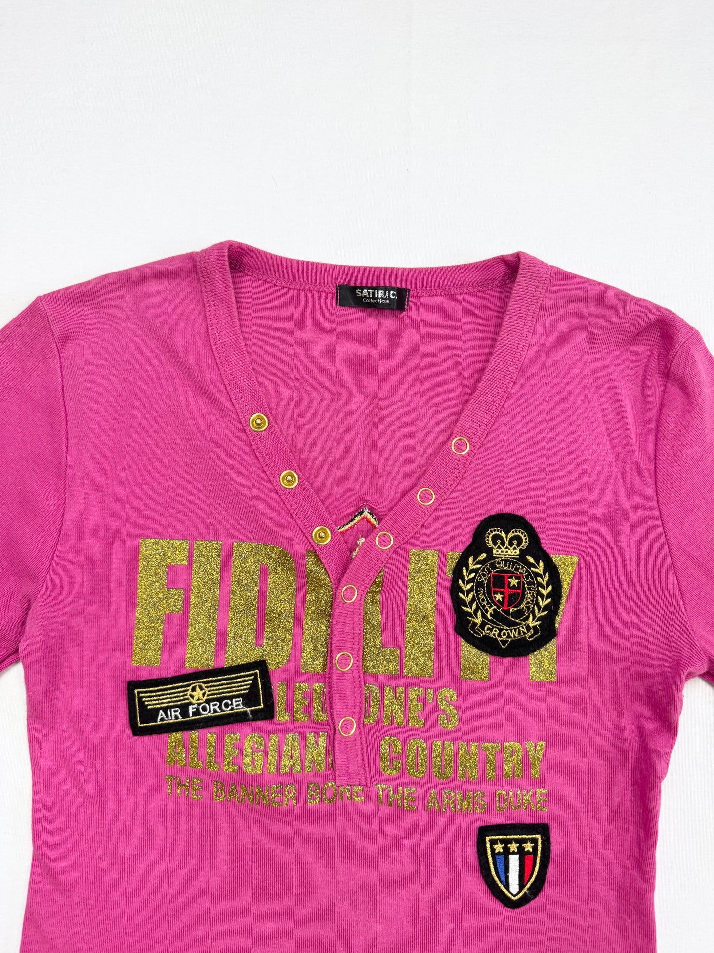 Pink Patch Henley Top ♡ S