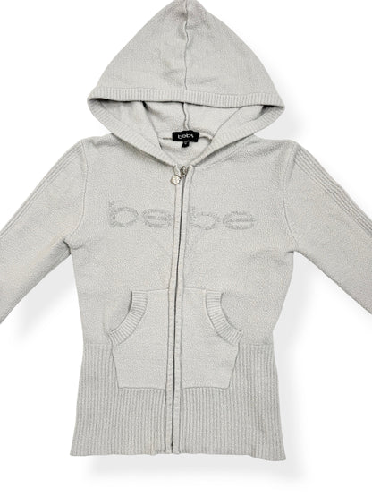 Grey Bebe Diamanté Zip Up Hoodie ♡ M
