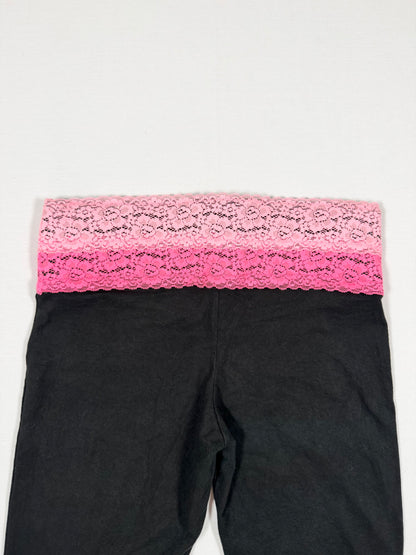 PINK Lace Waist Flared Leggings