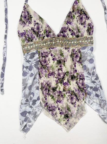 Purple Floral Halter Cami ♡ S