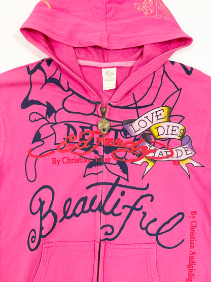 Pink Ed Hardy Zip Up Hoodie ♡ M
