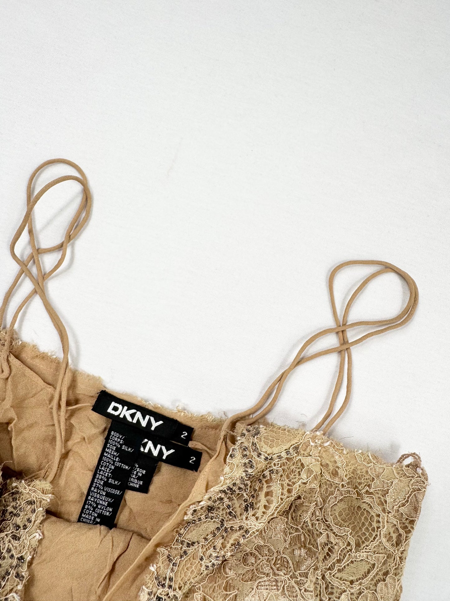 DKNY Silk Beaded Asymmetric Cami ♡ XS