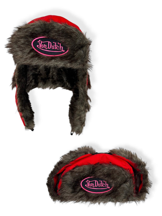 Red Fur Von Dutch Hat