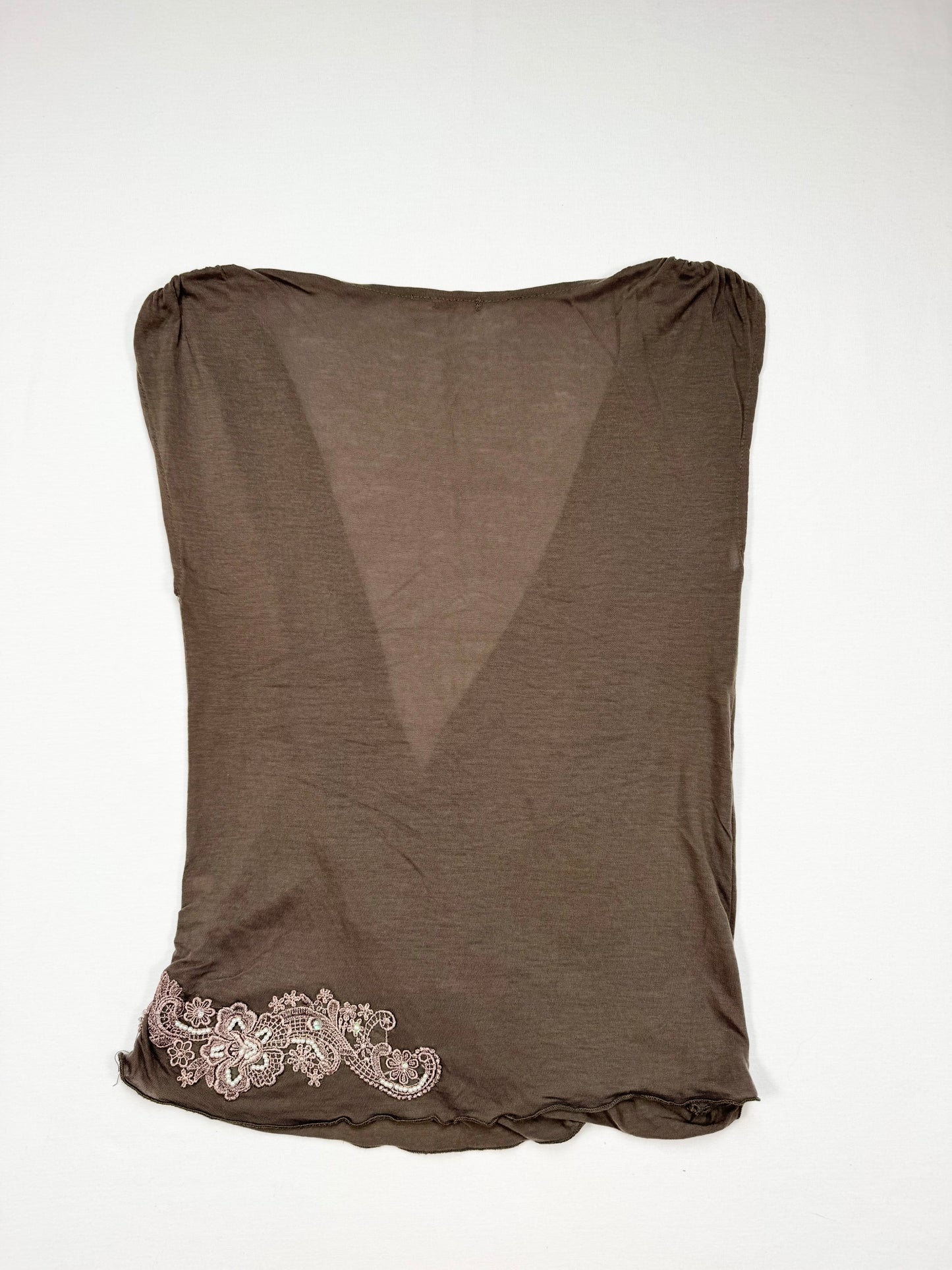 Brown Beaded Wrap Tank ♡ L