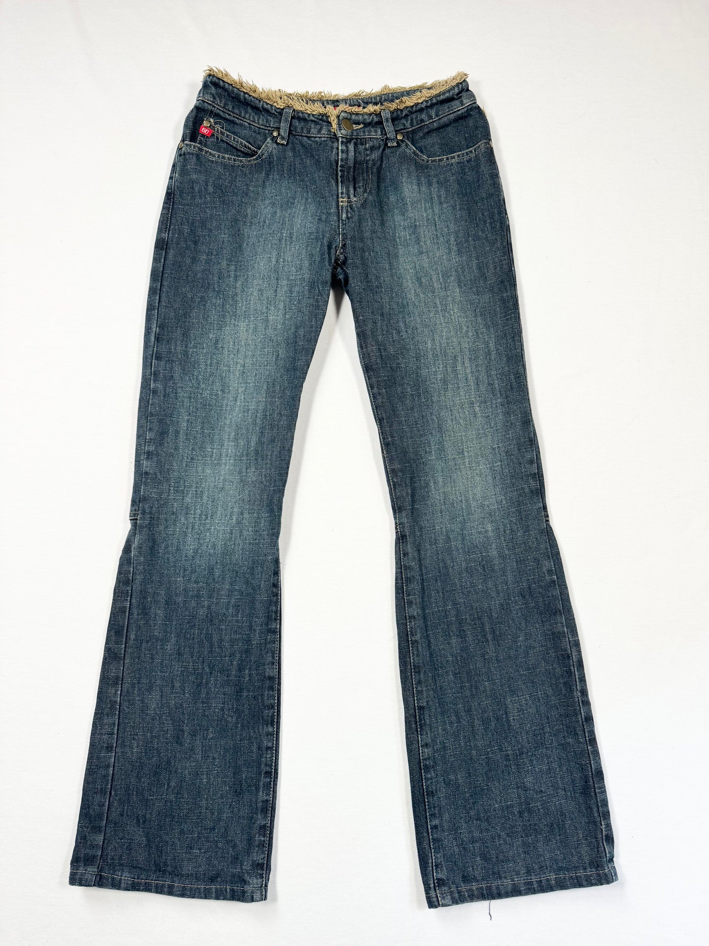 Miss Sixty Fur Trim Flared Jeans ♡ 27”