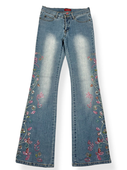 Bebe Sequin Flared Jeans