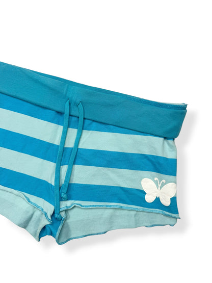 Aero Blue Striped Fold Over Shorts ♡ L