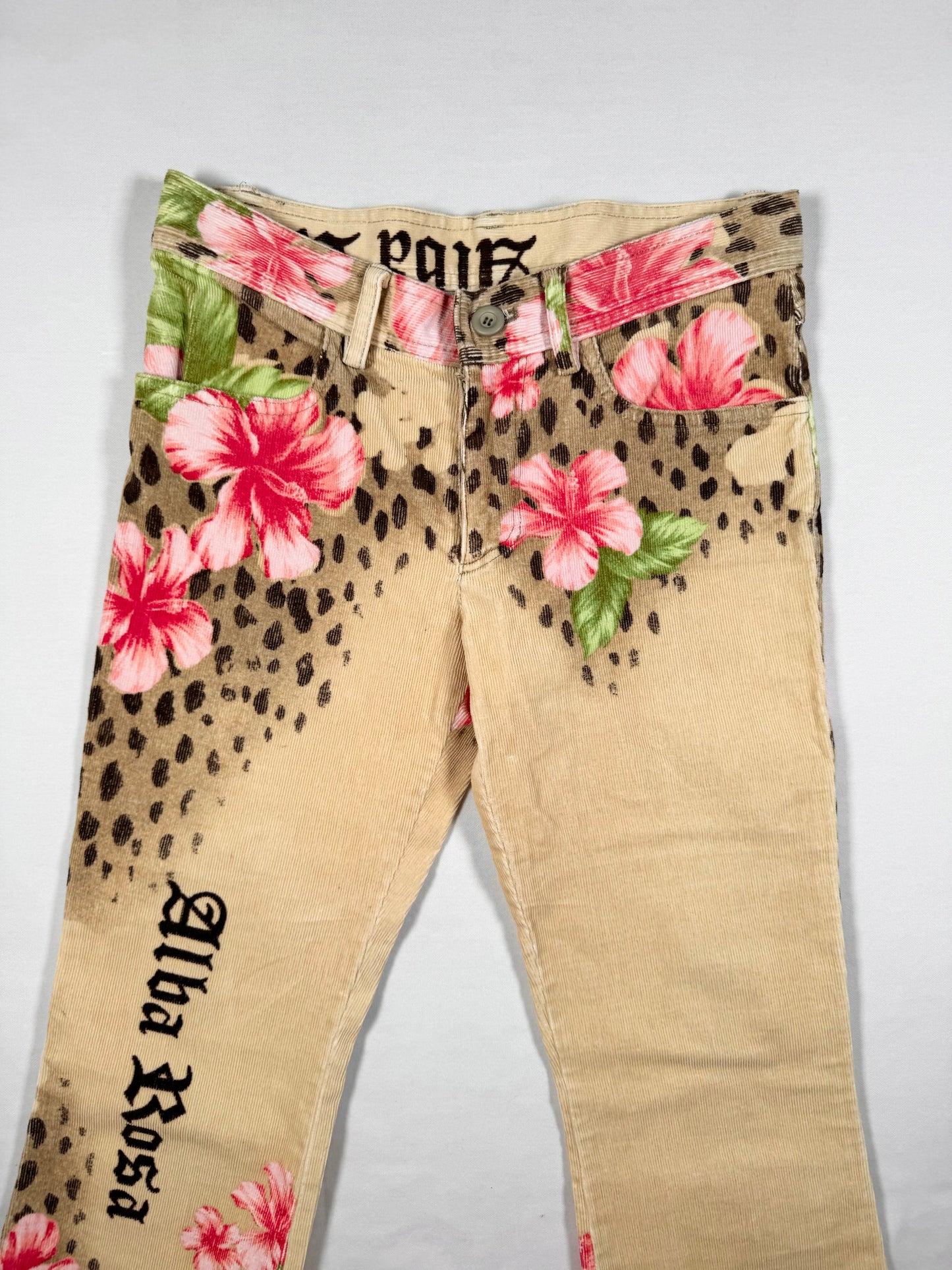 Alba Rosa Leopard Hibiscus Flared Jeans