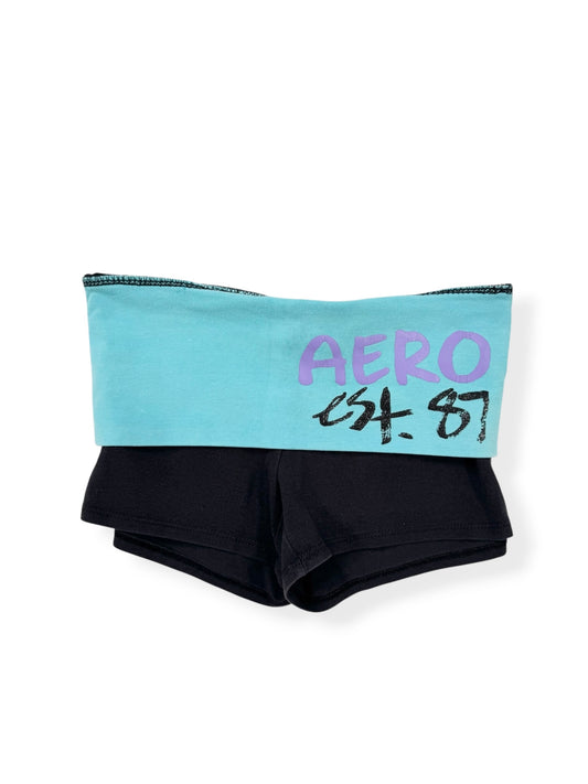 Aero Blue Fold Over Shorts ♡ XS