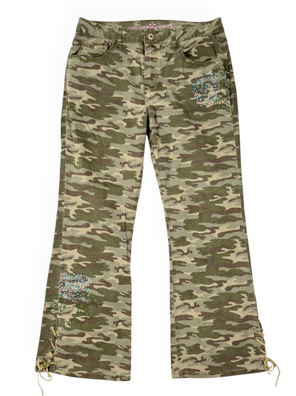 Camo Lace Up Flared Jeans ♡ Size XL