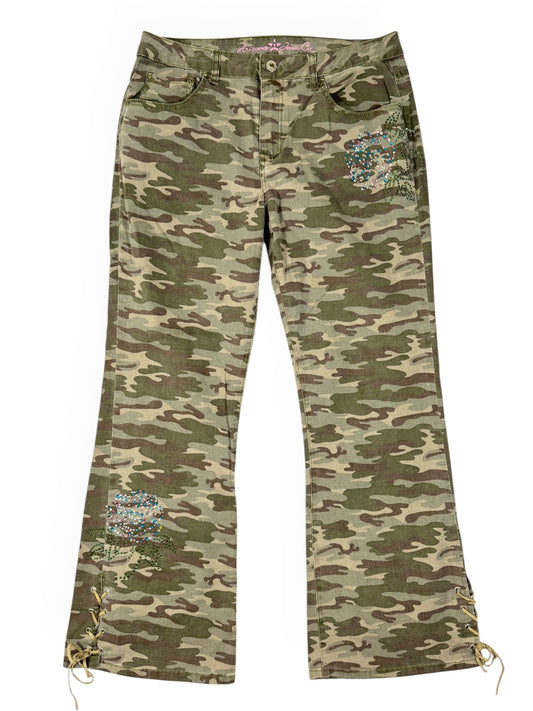 Camo Lace Up Flared Jeans ♡ Size XL