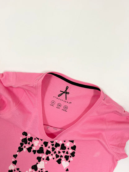 Pink Heart Skull Tee ♡ XS