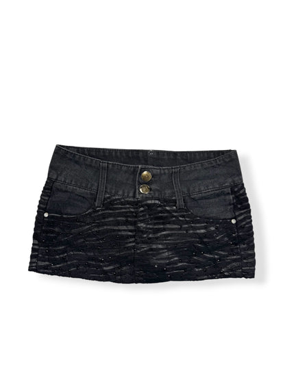Zebra Black Denim Mini Skirt ♡ XS