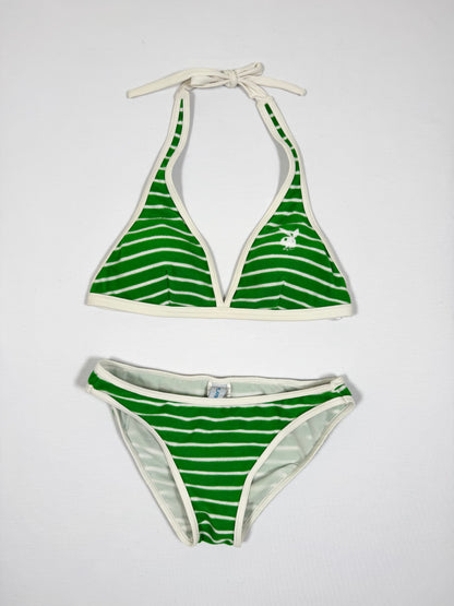 Playboy Green Striped Bikini + Shorts Set