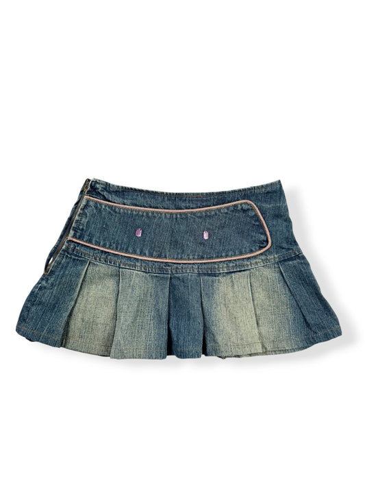 Pink Diamanté Pleated Mini Skirt ♡ XXS