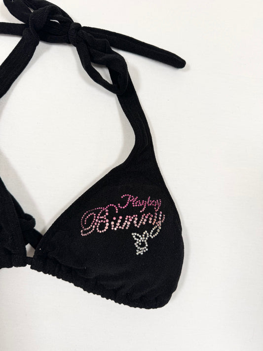 Playboy Black Towelling Bikini Top ♡ XS-M