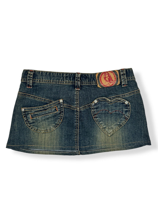 Heart Denim Mini Skirt