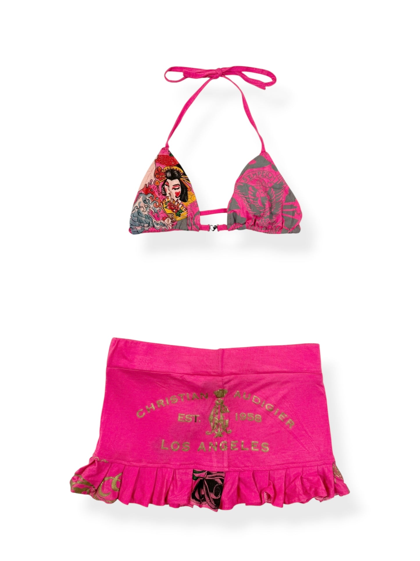 Christian Audigier Bikini Top & Skirt Set ♡ XS/S