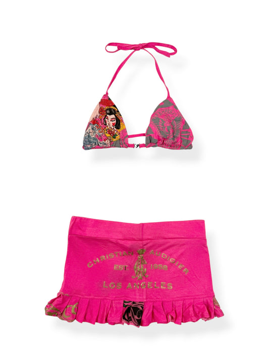 Christian Audigier Bikini Top & Skirt Set ♡ XS/S