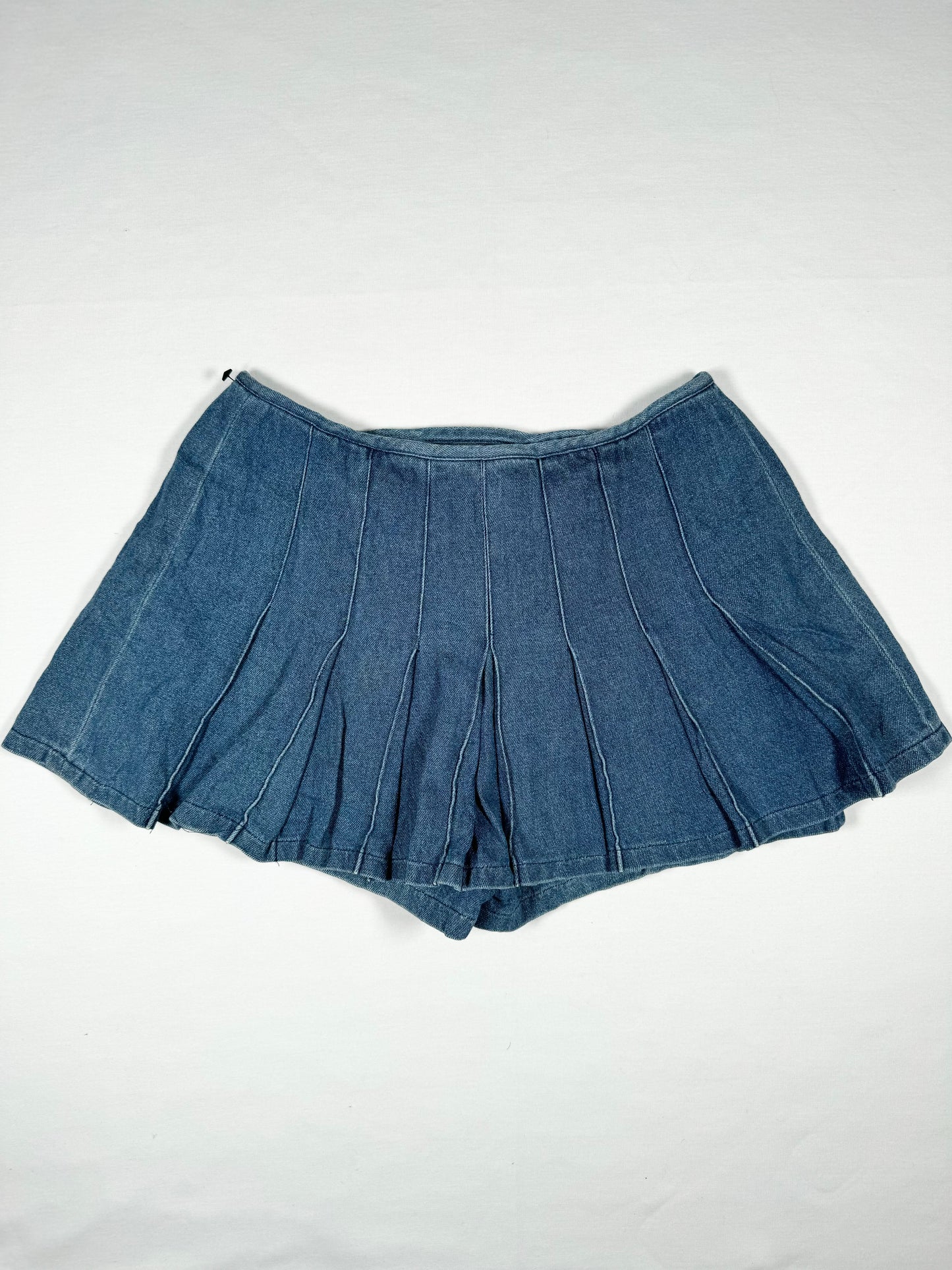 Pleated Denim Wrap Skirt