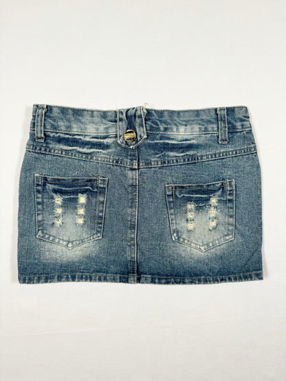 Button Denim Mini Skirt