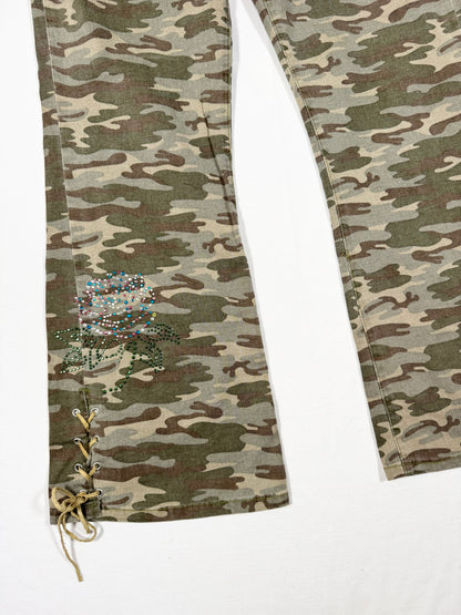 Camo Lace Up Flared Jeans ♡ Size XL
