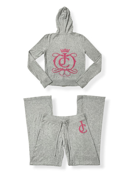 Grey & Pink Juicy Couture Towelling Tracksuit Set ♡ S