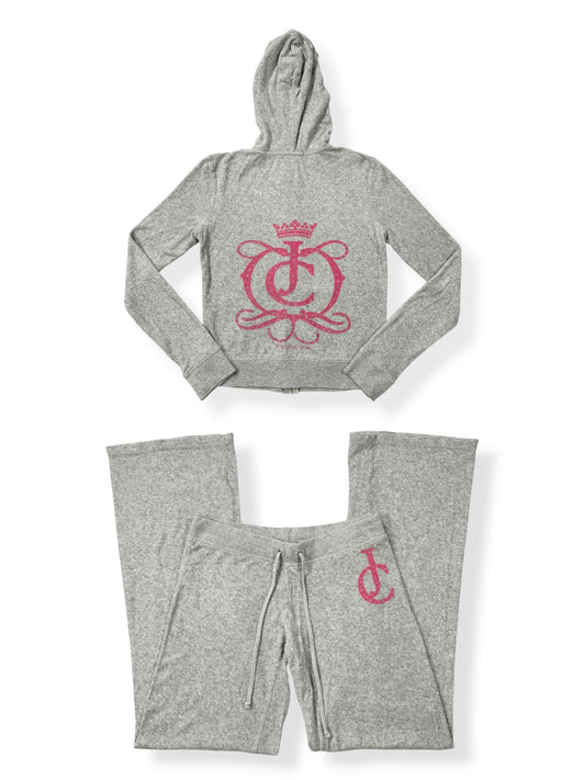Grey & Pink Juicy Couture Towelling Tracksuit Set ♡ S