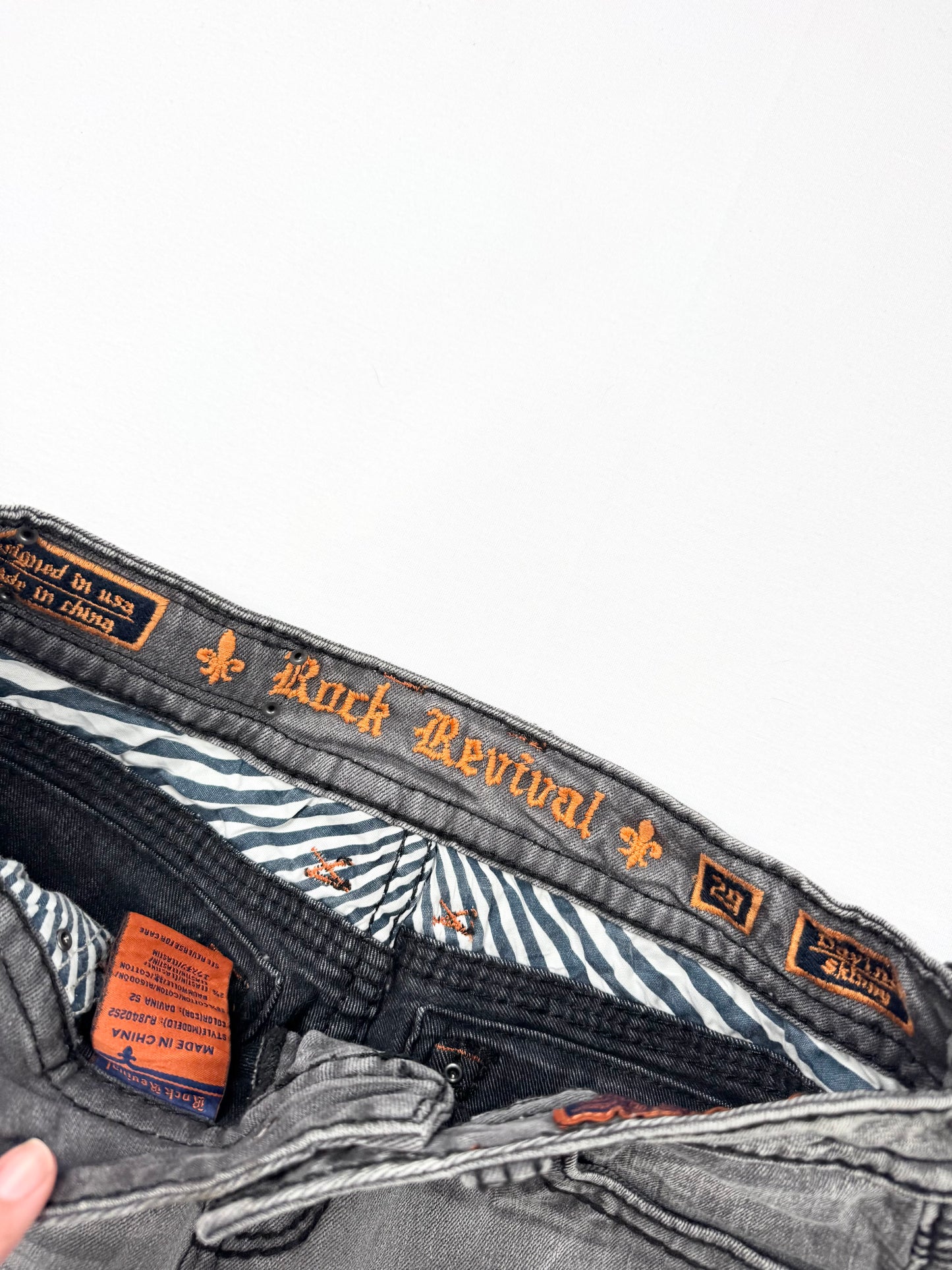 Rock Revival Grey Denim Mini Skirt ♡ 29”
